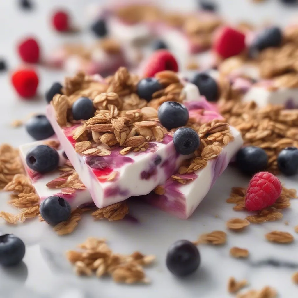 Yogurt bark with berries and granola