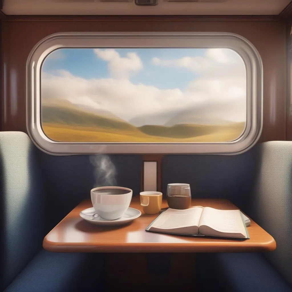 Relaxing in a train compartment