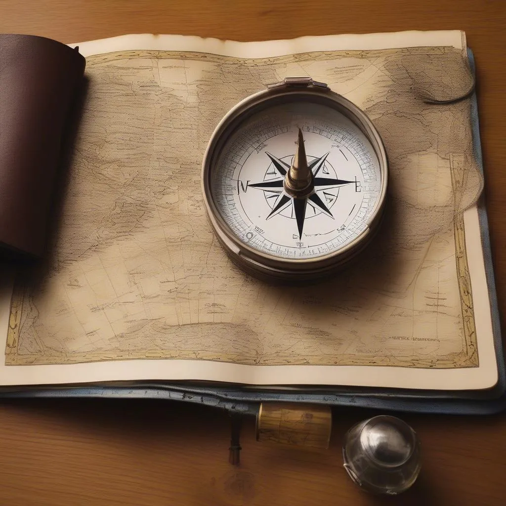 travel compass and map