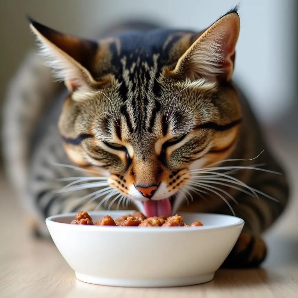 Cat Eating Wet Food