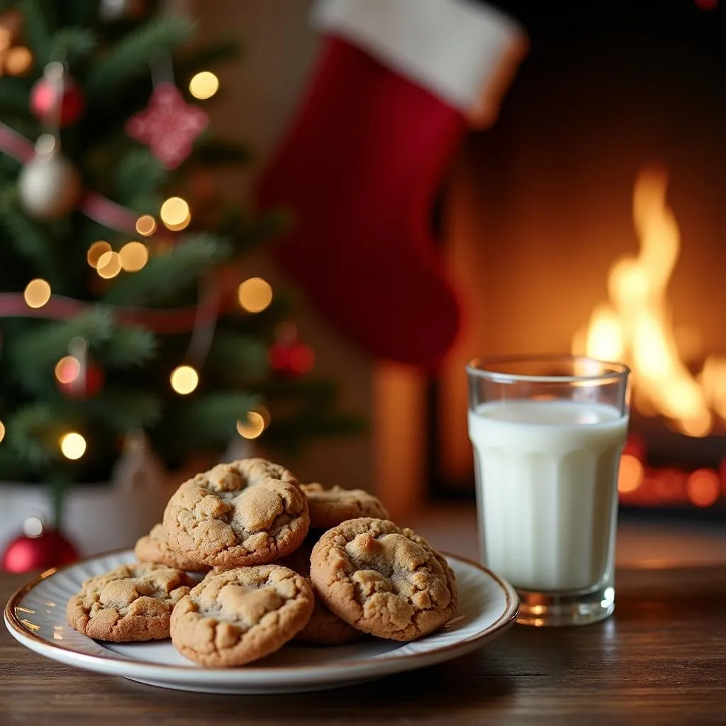 Plate of cookies and milk for Santa