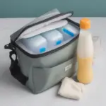 Cooler bag with ice packs for safe breast milk storage during travel