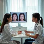 Cosmetic surgery consultation in modern clinic in Vietnam