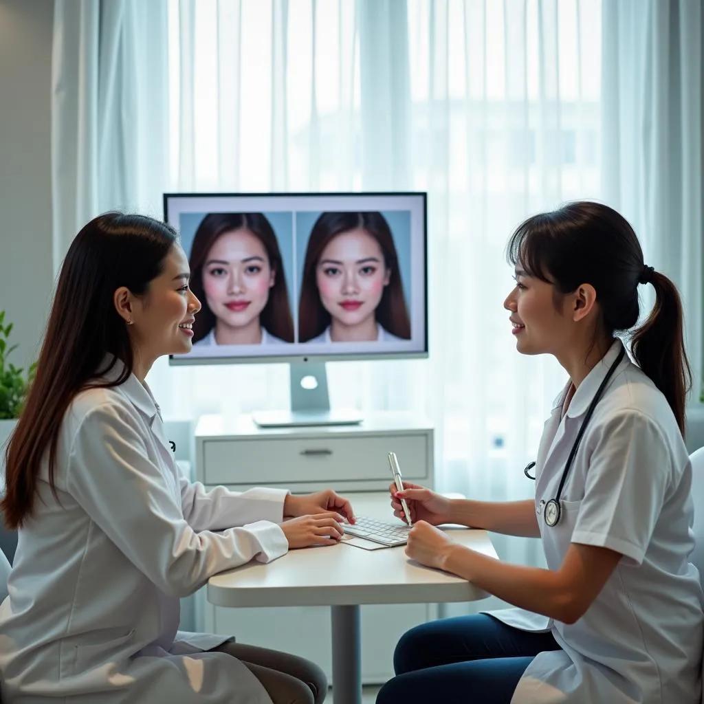 Cosmetic surgery consultation in modern clinic in Vietnam