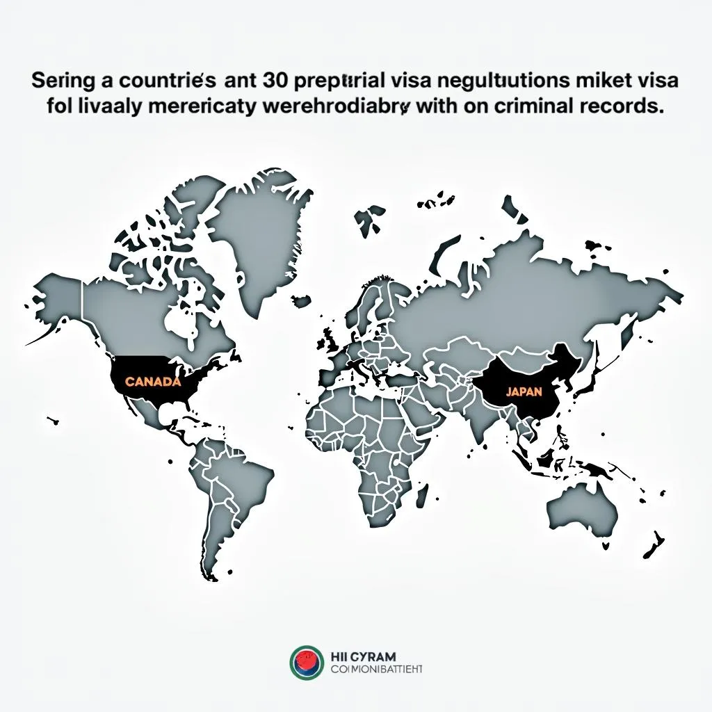 World map highlighting countries with strict visa restrictions