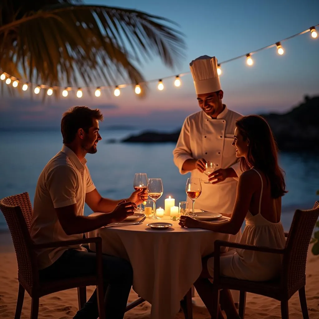 Romantic private dinner on the beach