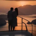 Couple enjoying a sunset cruise in Santorini