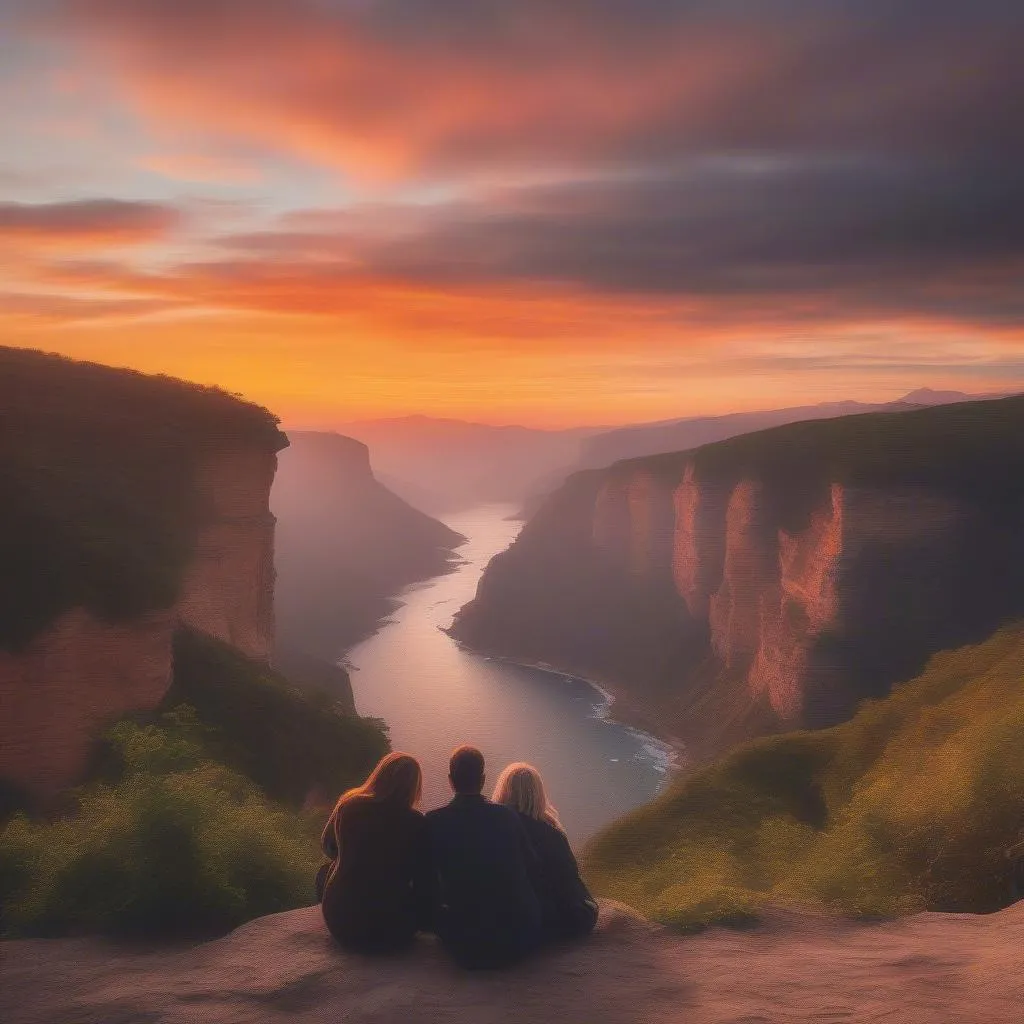 Couple Enjoying Sunset View