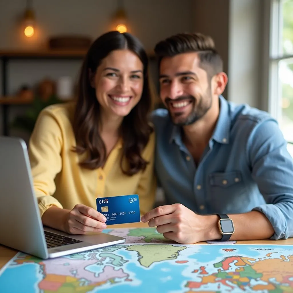 Couple planning a trip with their Costco Citi card