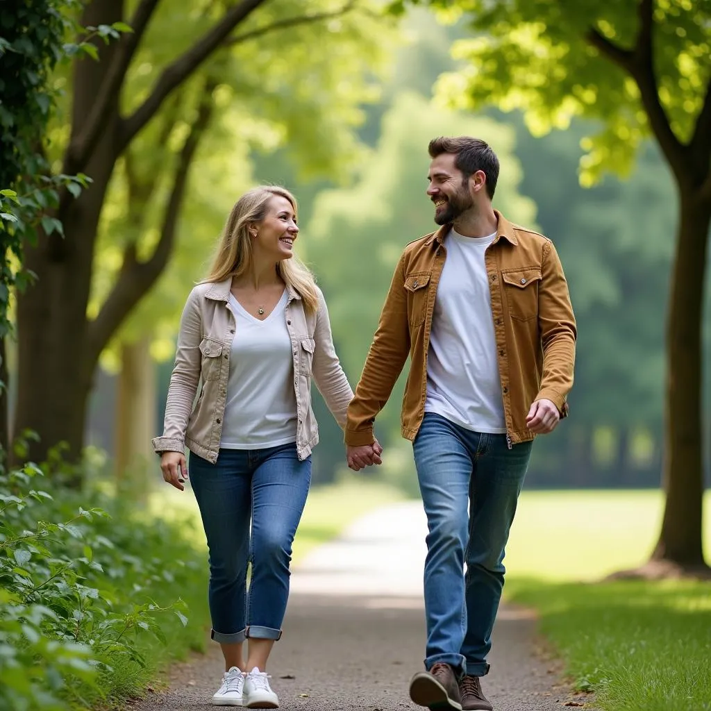 Couple Enjoying a Walk in the Park