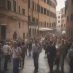 Crowded street in Rome