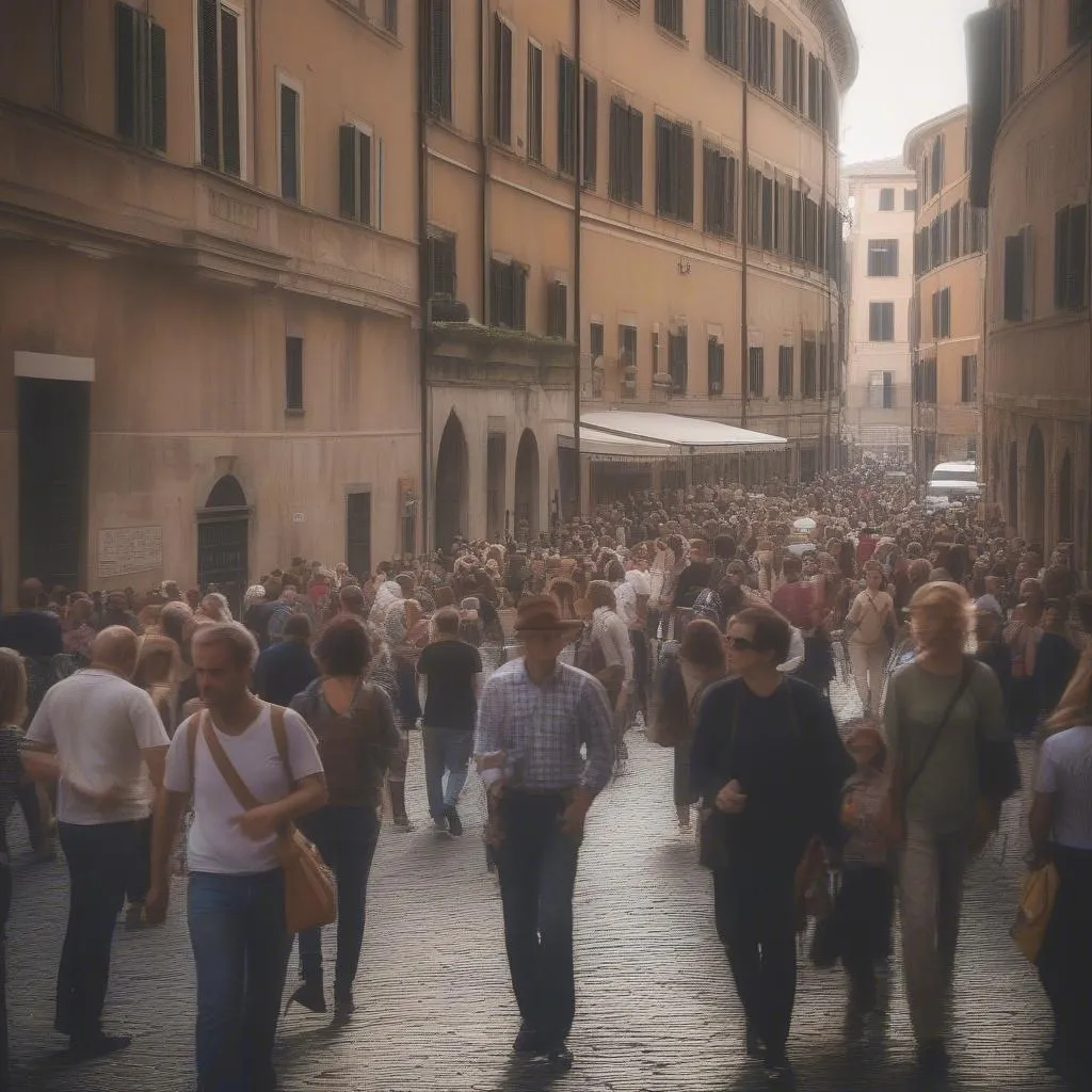 Crowded street in Rome