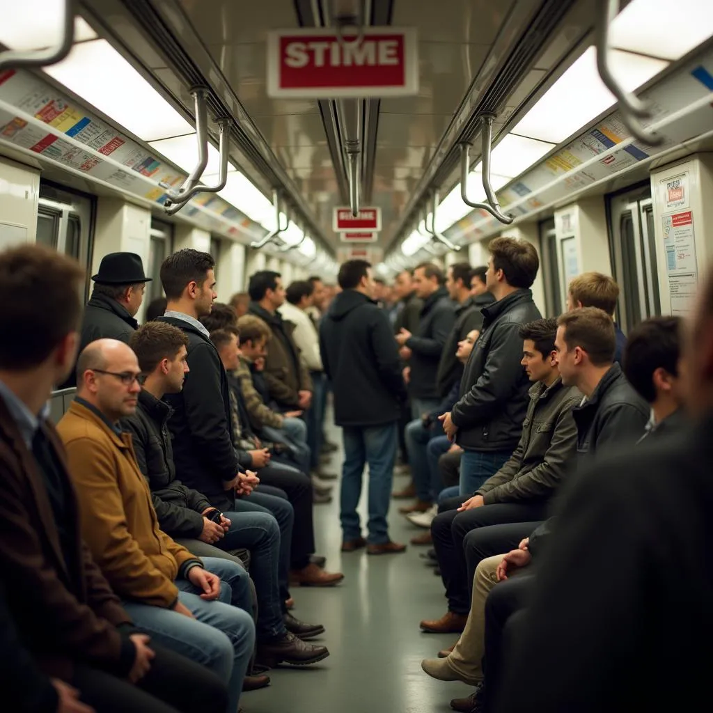 People inside a busy subway car