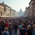 Crowded tourist spot