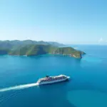 Cruise ship sailing on the Caribbean Sea