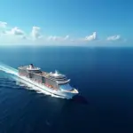 Cruise ship sailing on the ocean