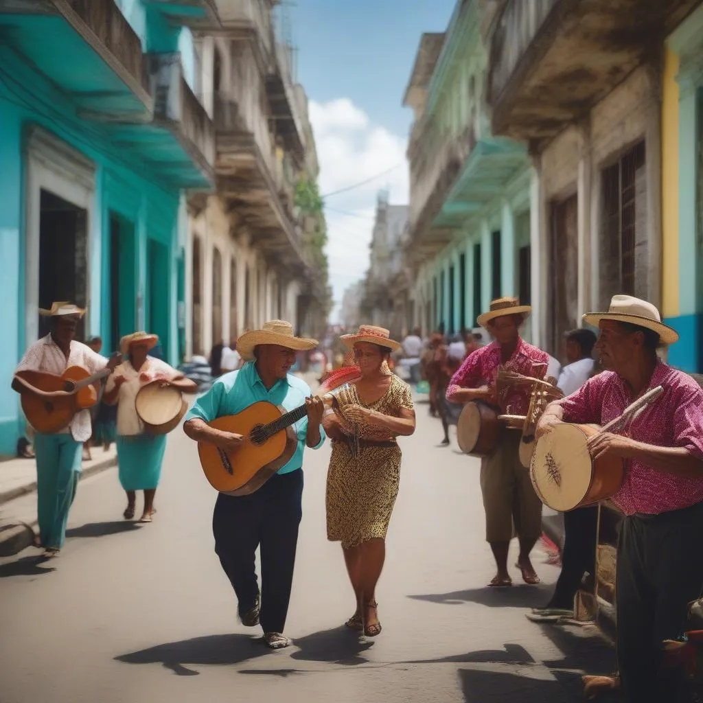 People enjoying live music on a Cuban street