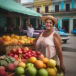 Woman selling fruit in Cuba