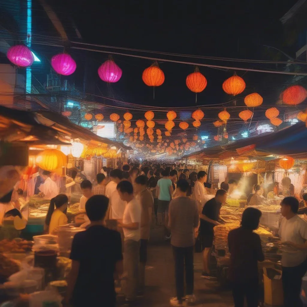 Da Nang Street Food Market at Night