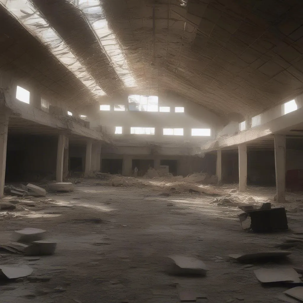 Damaged airport terminal in Afghanistan