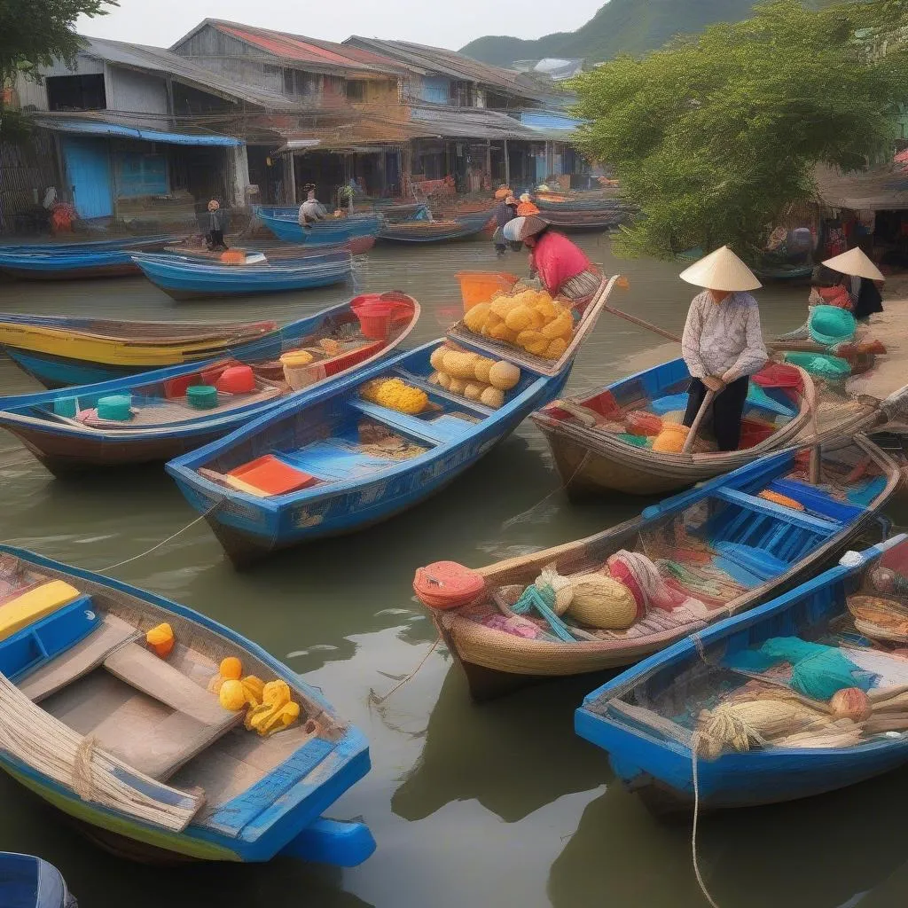 Local fishing village in Vietnam