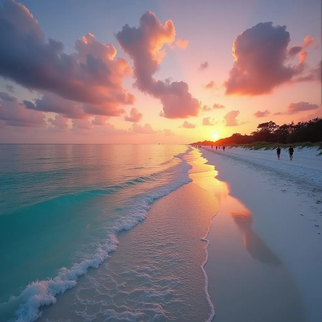 Destin Florida beach view at sunset