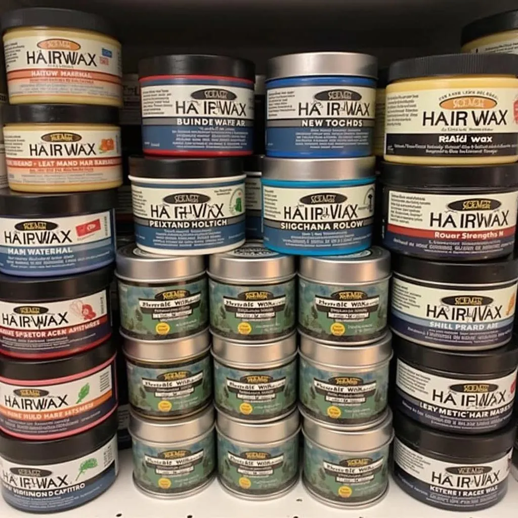 Different types of hair wax on display