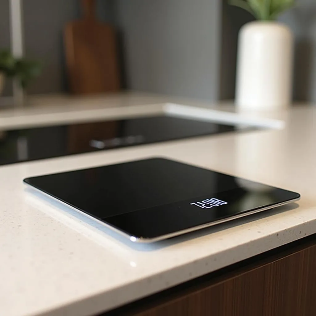 Modern digital kitchen scale in a Hanoi home kitchen