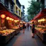 Street food stalls in Dinh Quan