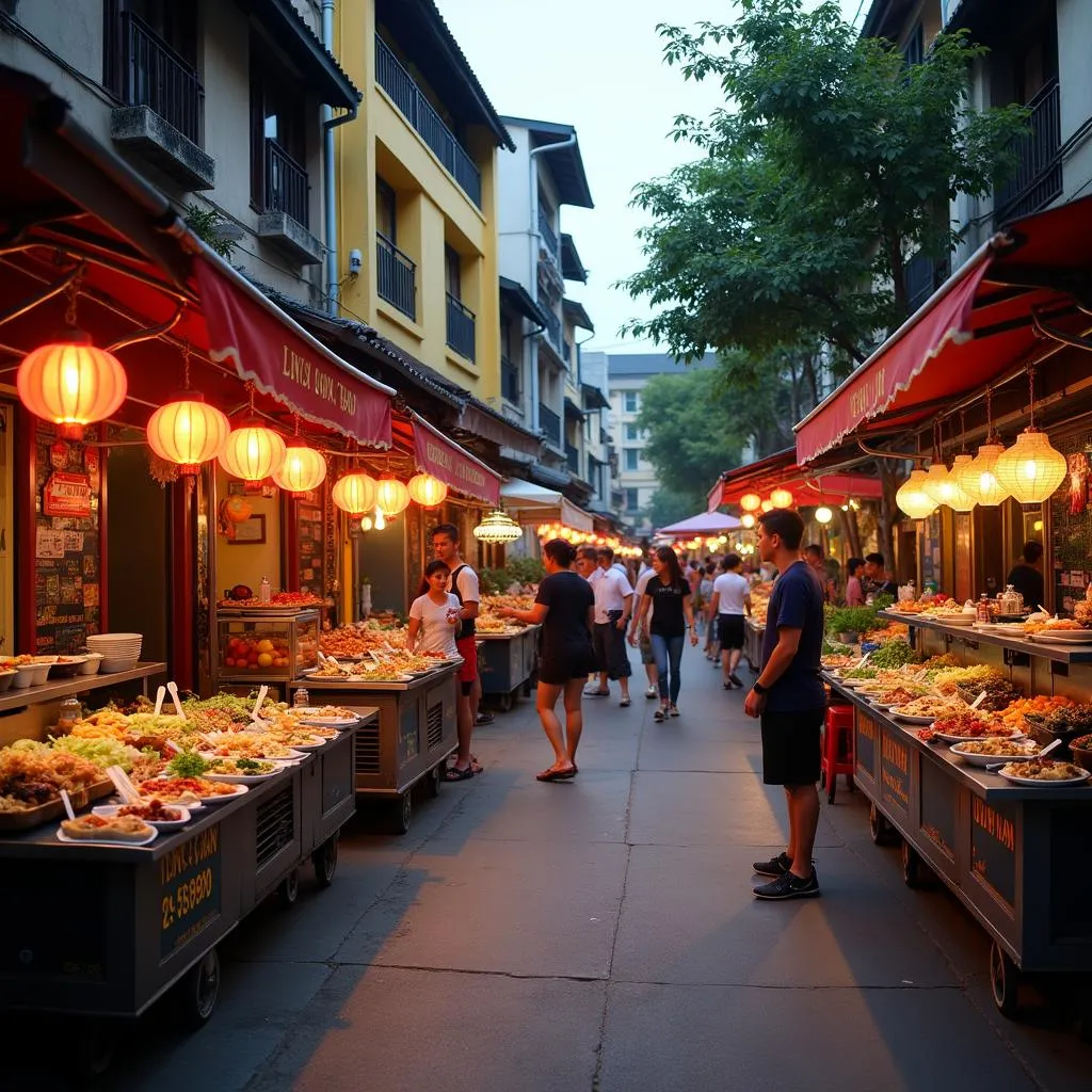 Street food stalls in Dinh Quan