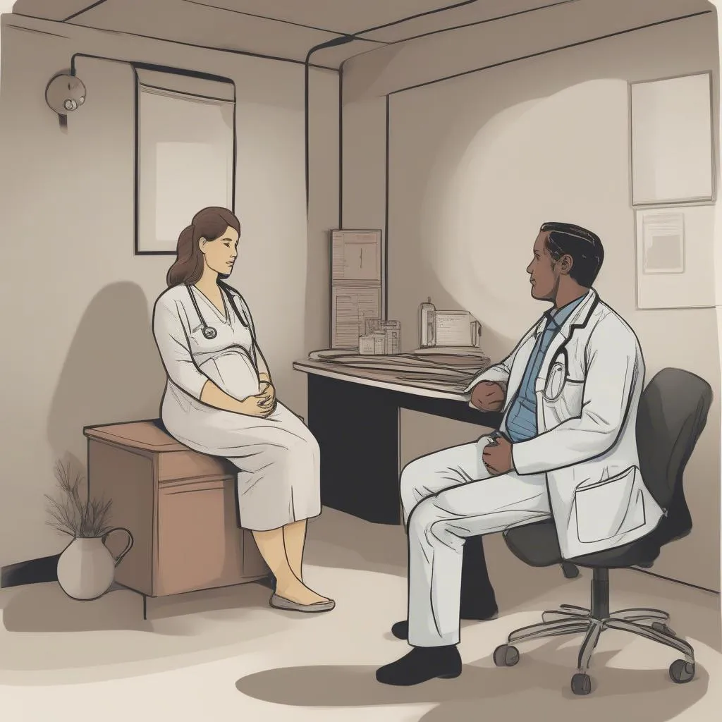 Doctor consulting with pregnant patient.