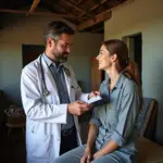 Doctor examining patient in a rural clinic