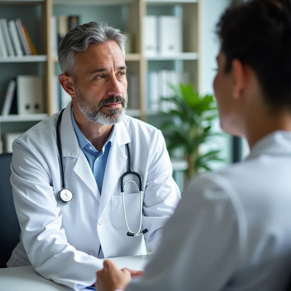 Doctor consulting with a patient in Hanoi