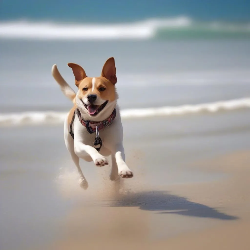 Dog enjoying a beach vacation