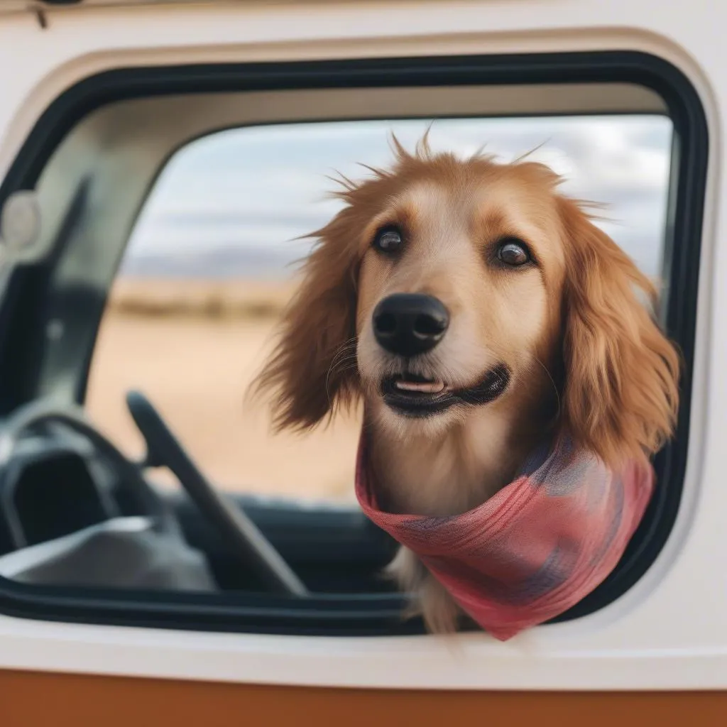 dog enjoying rv trip