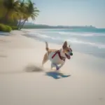 dog enjoying beach in hawaii