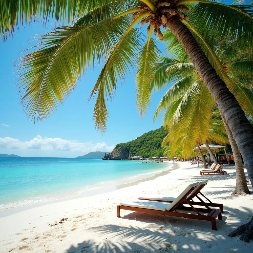 Dominican Republic Beach with Palm Trees