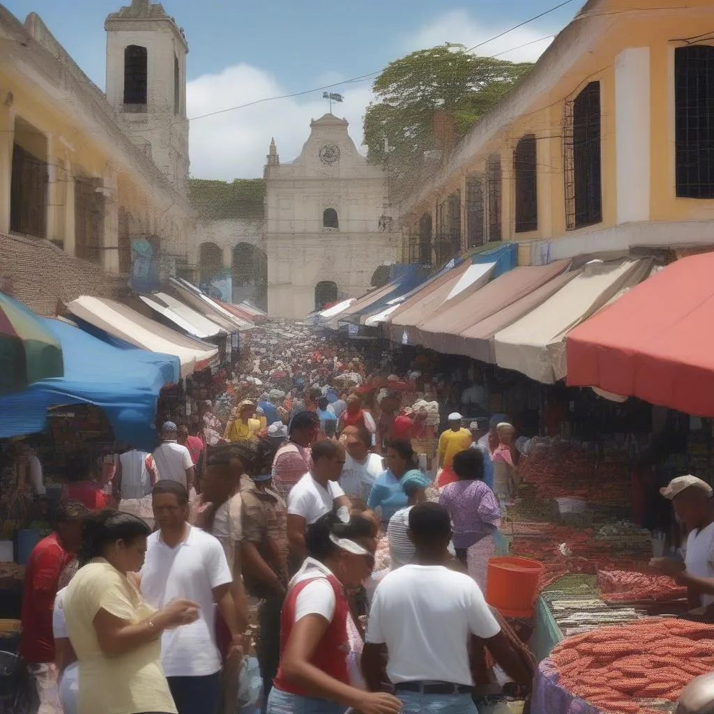 Busy Market in Santo Domingo