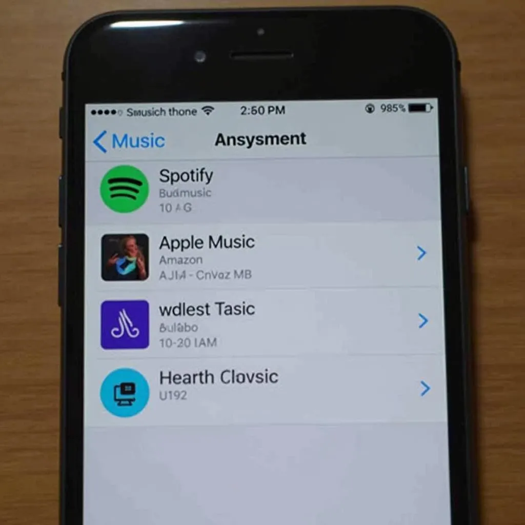 iPhone with music downloading apps displayed