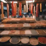 Bustling dried fish market in Japan