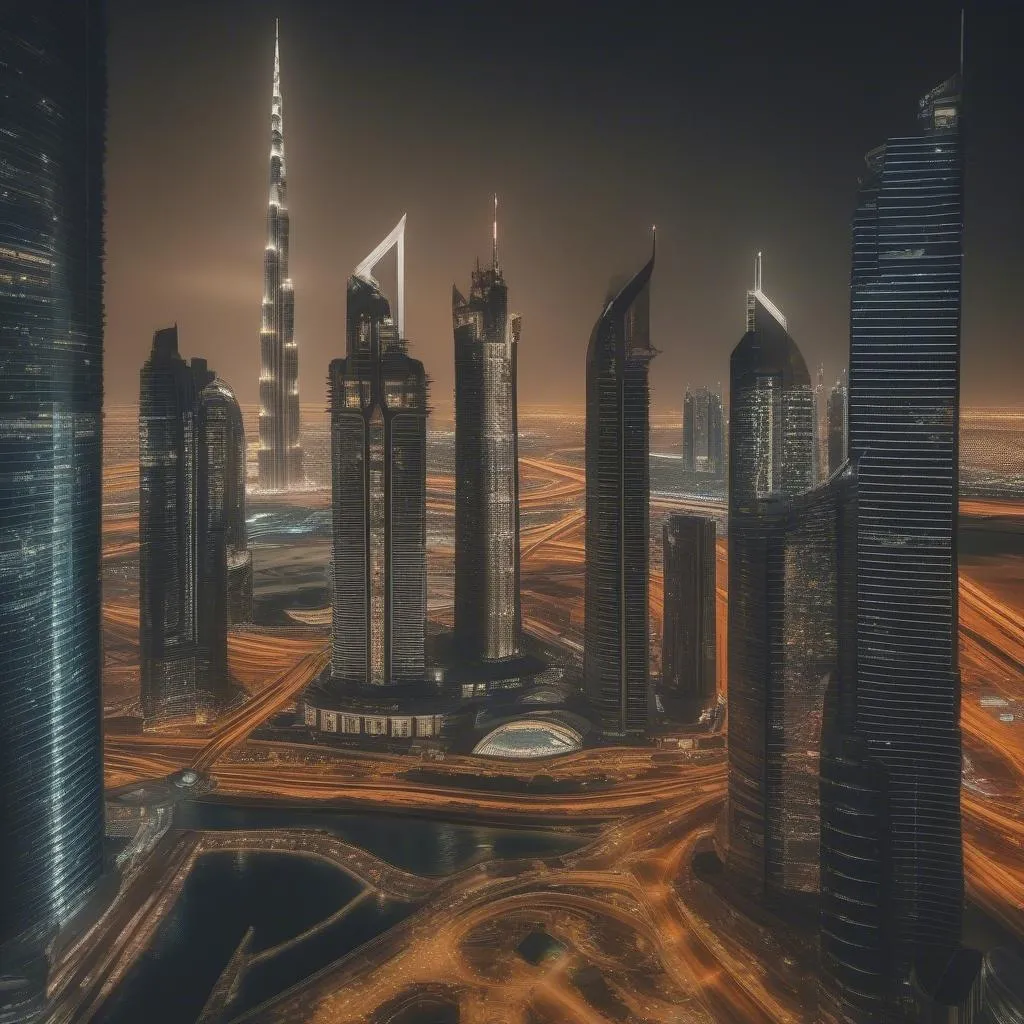 Dubai skyline at night