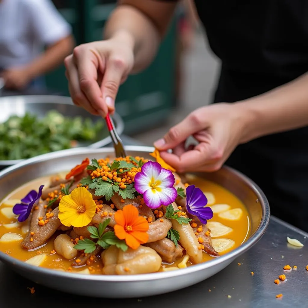 Hanoi Street Food with Edible Flowers