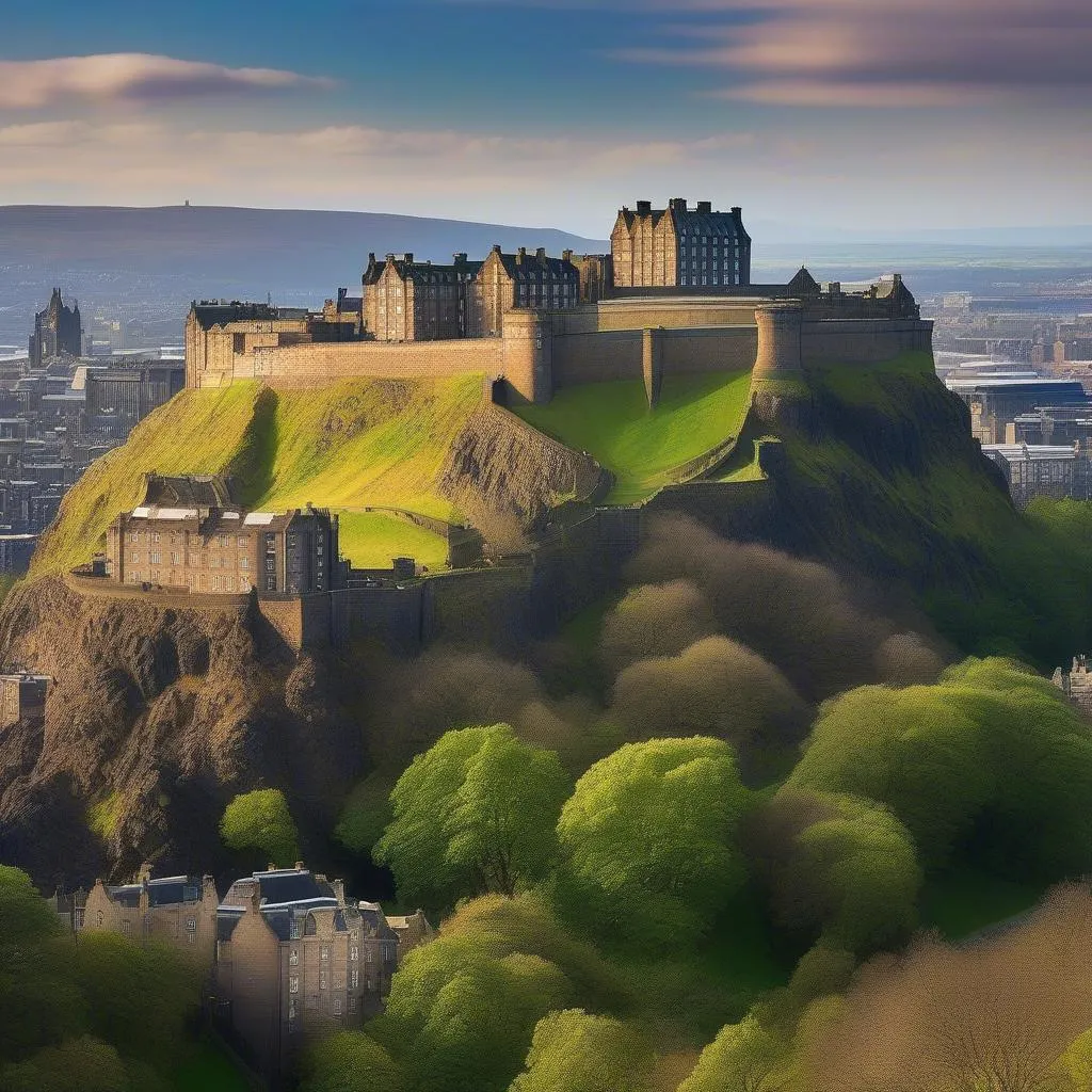 Edinburgh Castle perched atop a hill