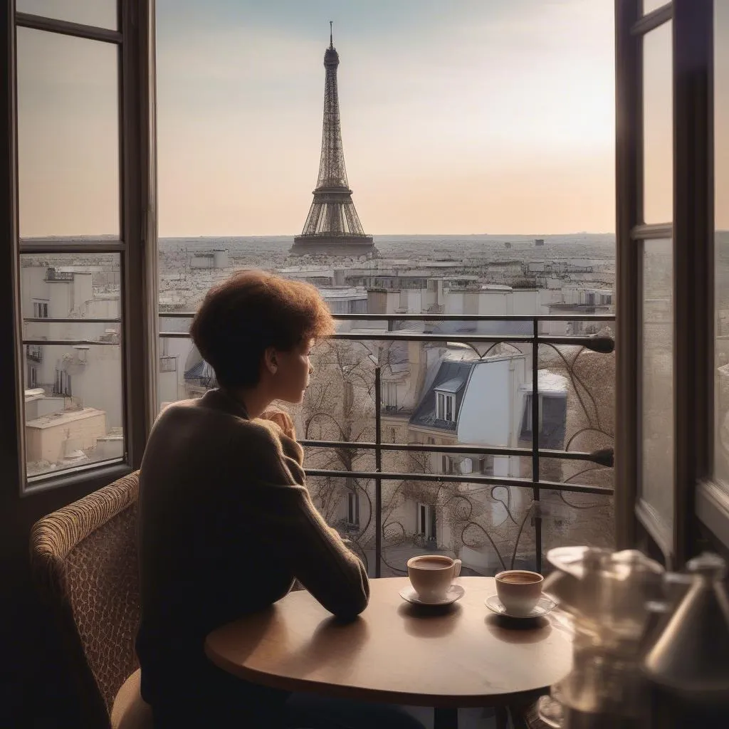 Coffee with a view of the Eiffel Tower