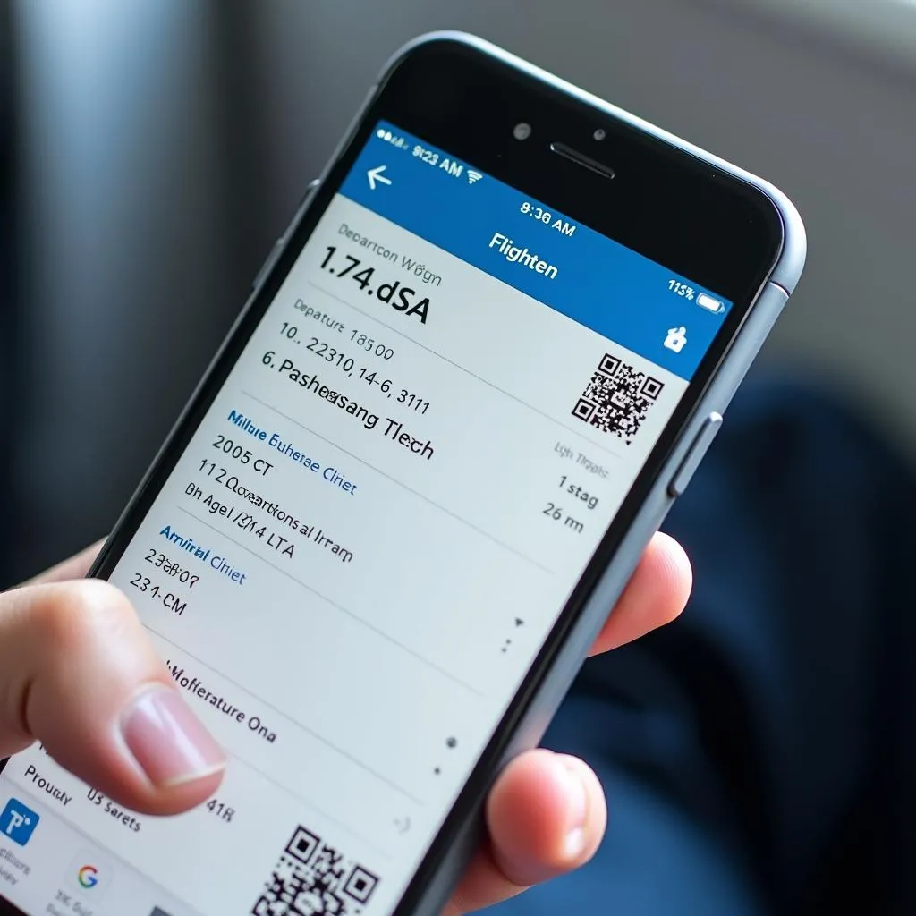 Electronic flight ticket on smartphone