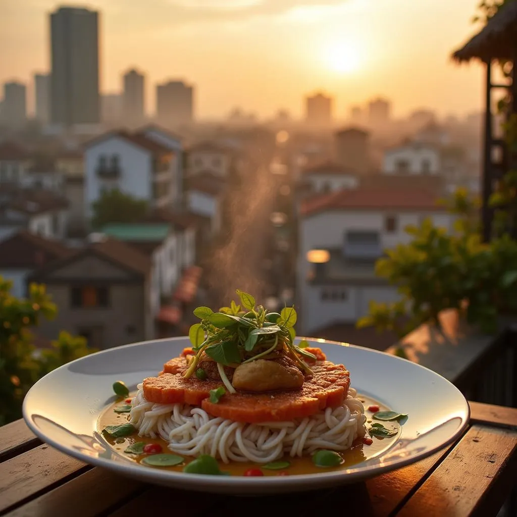 Savoring Bì Lợn with a Scenic Hanoi View