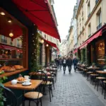 European cityscape with street cafe