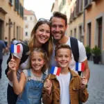 Family enjoying their European vacation