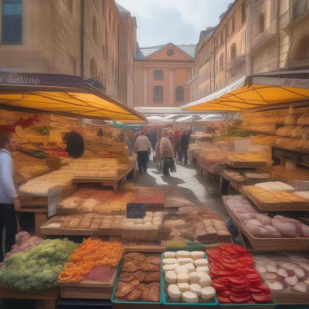 Vibrant European food market