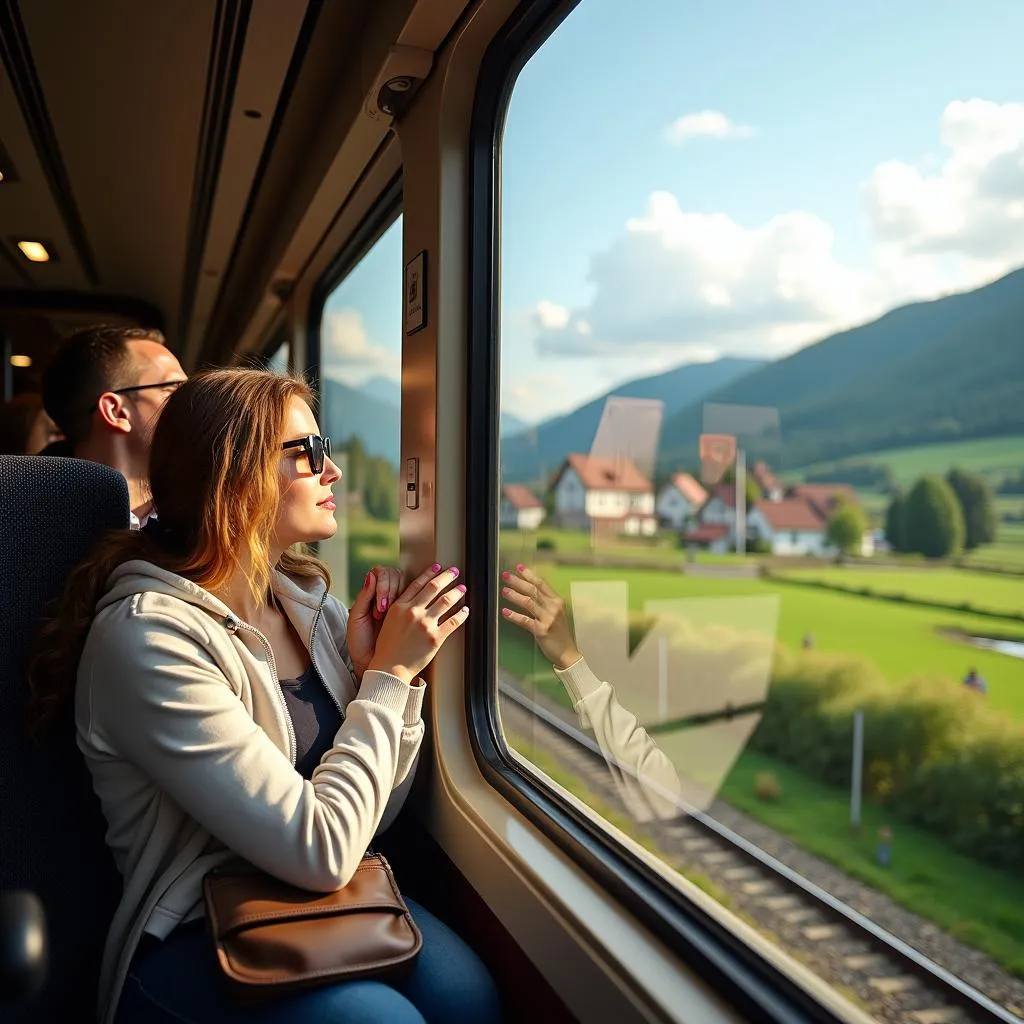 European train journey through countryside